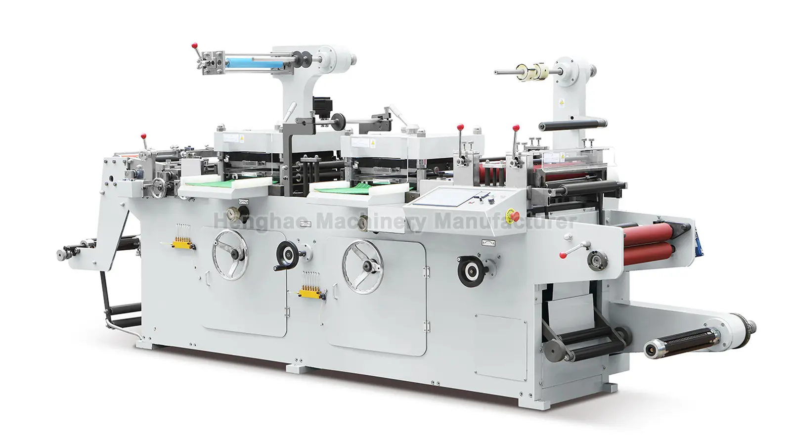 Máquina troqueladora plana de doble estación para etiquetas con alimentación de rollo a rollo o de rollo a hoja HMQ-320PS