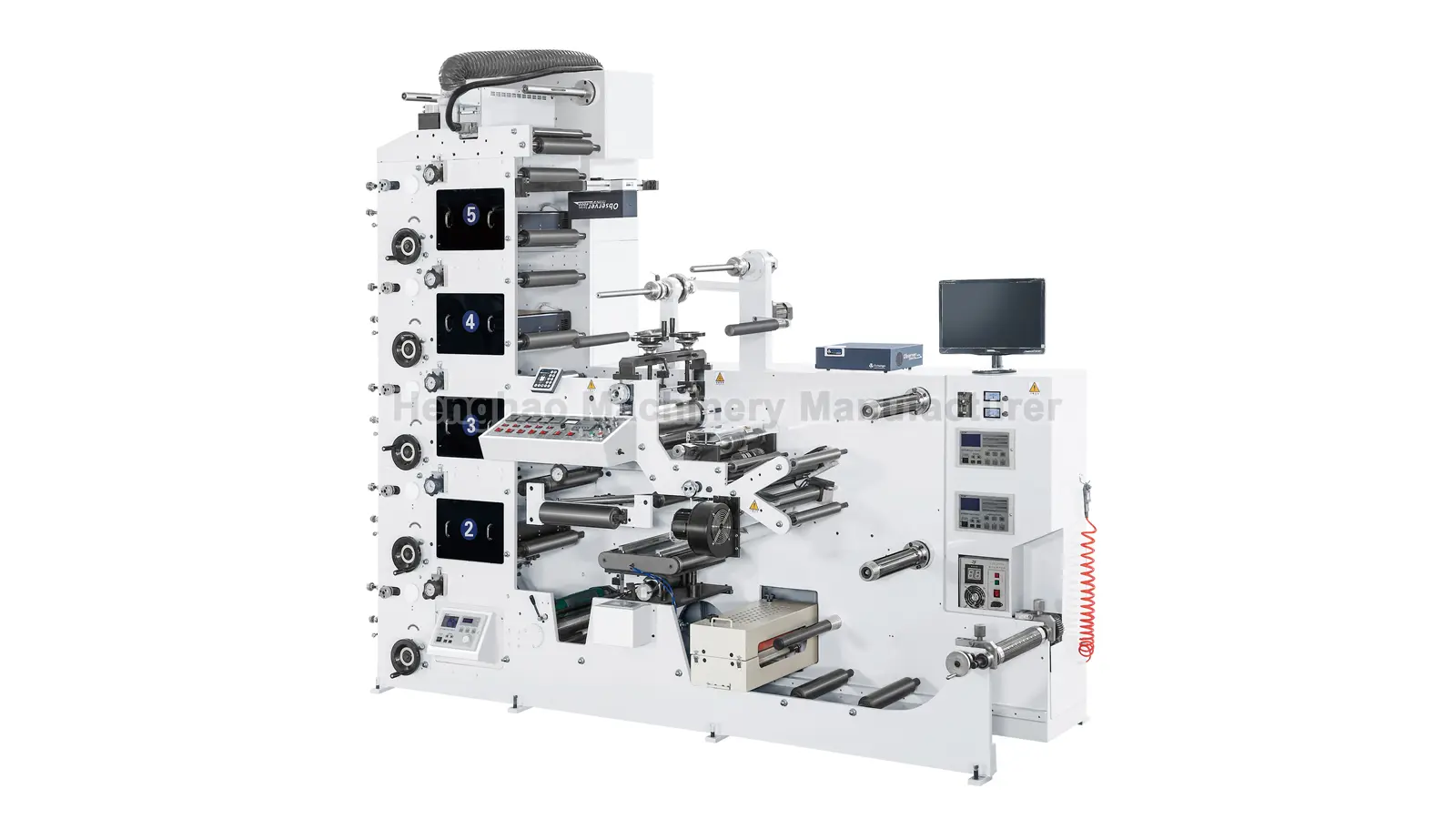 Máquina de impresión flexográfica de banda estrecha de 5 colores (HRY-320A-5C)